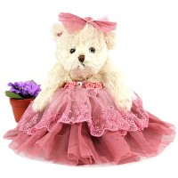 Key Chain - 12 PCS- Wedding Dress Teddy Bear - Hot Pink - KC-Z20125HP